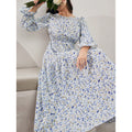 Long-sleeve Springfall Floral Print Dress