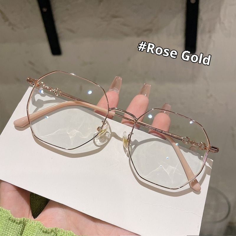 Rose Gold Frameless Polygon Anti-blue Light Ladies Glasses