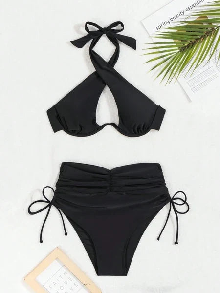 Women's Black Sexy  Two-piece Quick-dry Fabric Bikini Swimwear