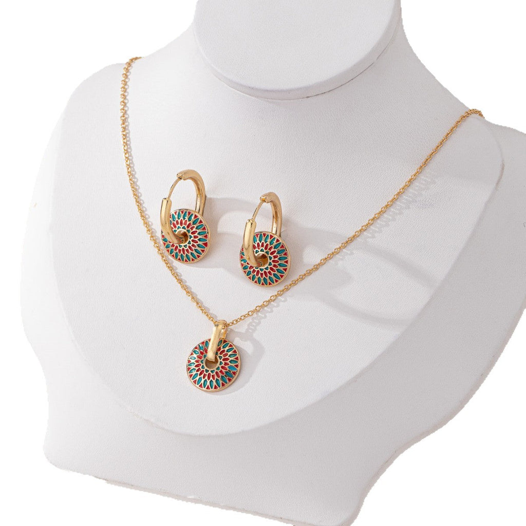Fashionable Round Hand-painted Colorful Jewelry Set
