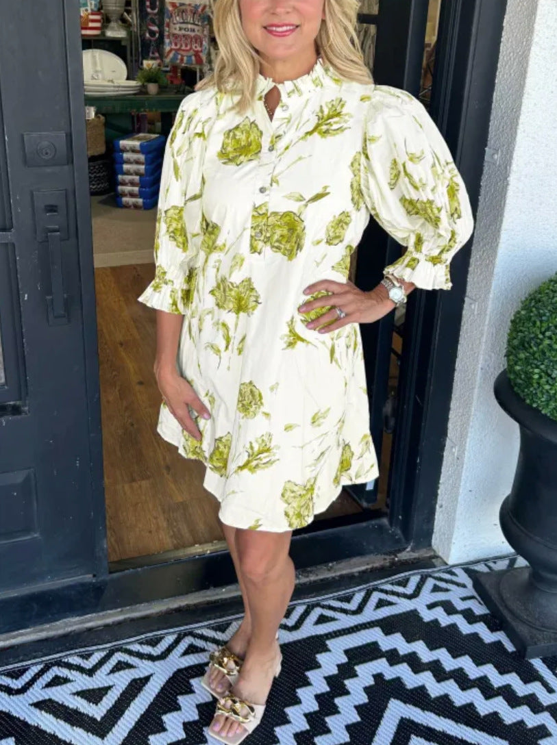 Womens Casual Dress With Bell Sleeves