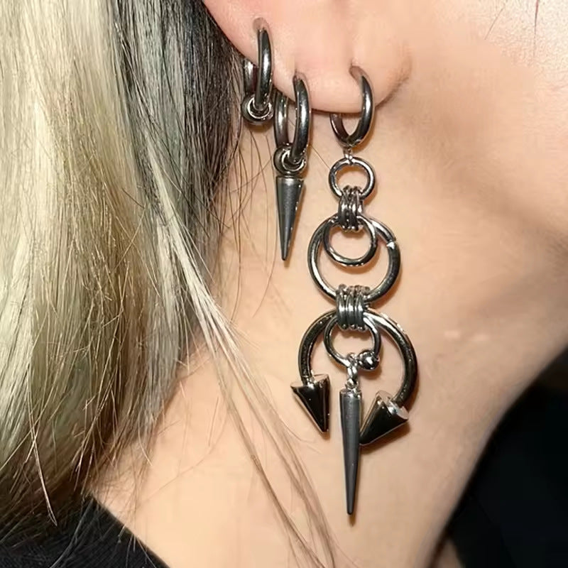 Gothic Sewing Rivet Two-Way Spiked Earrings