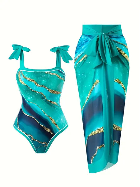 New Swimsuit With Premium Print, One-Piece Casual Two-Piece Set, Sexy Bikini