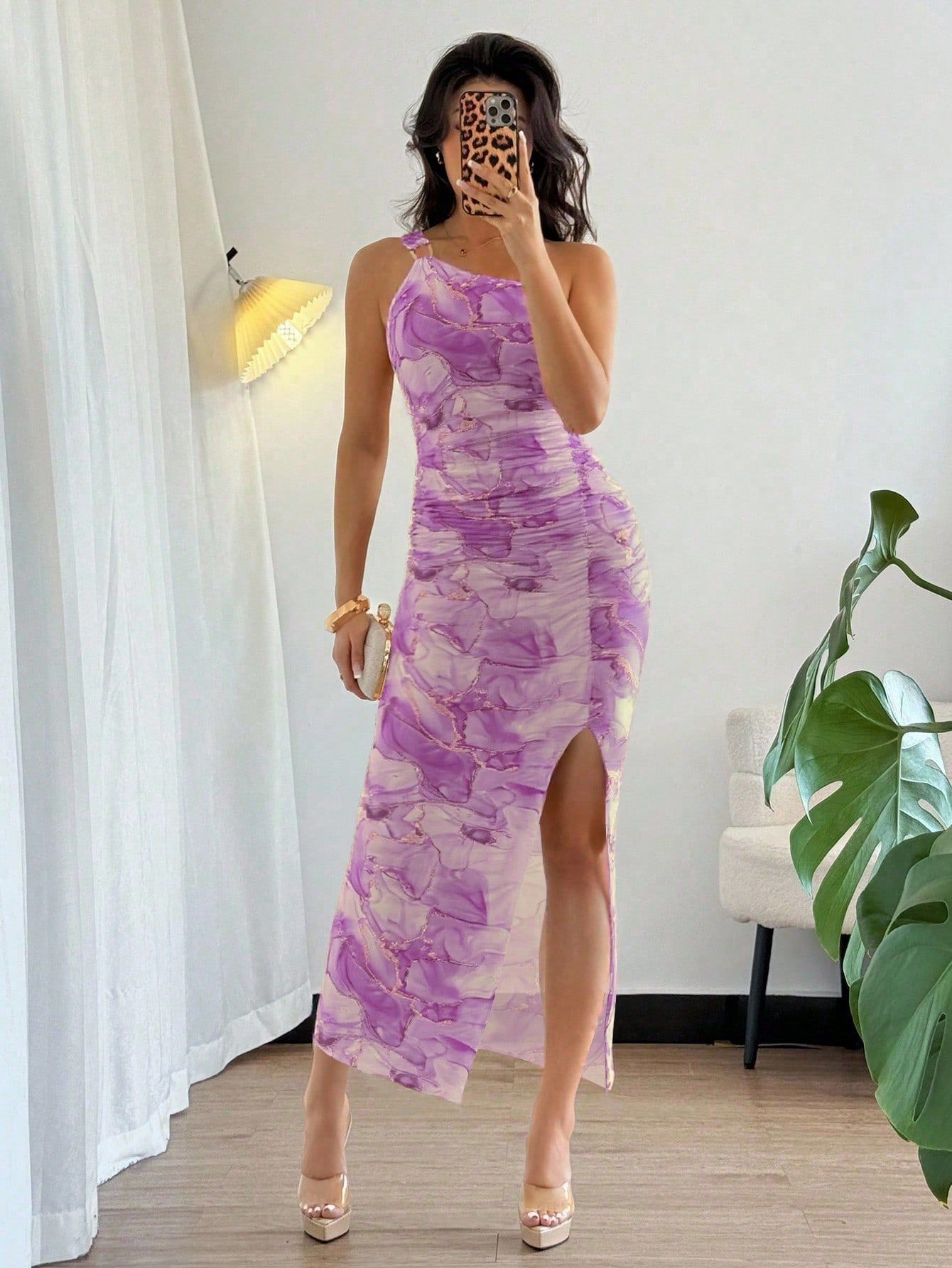 Casual Printed Split Dress