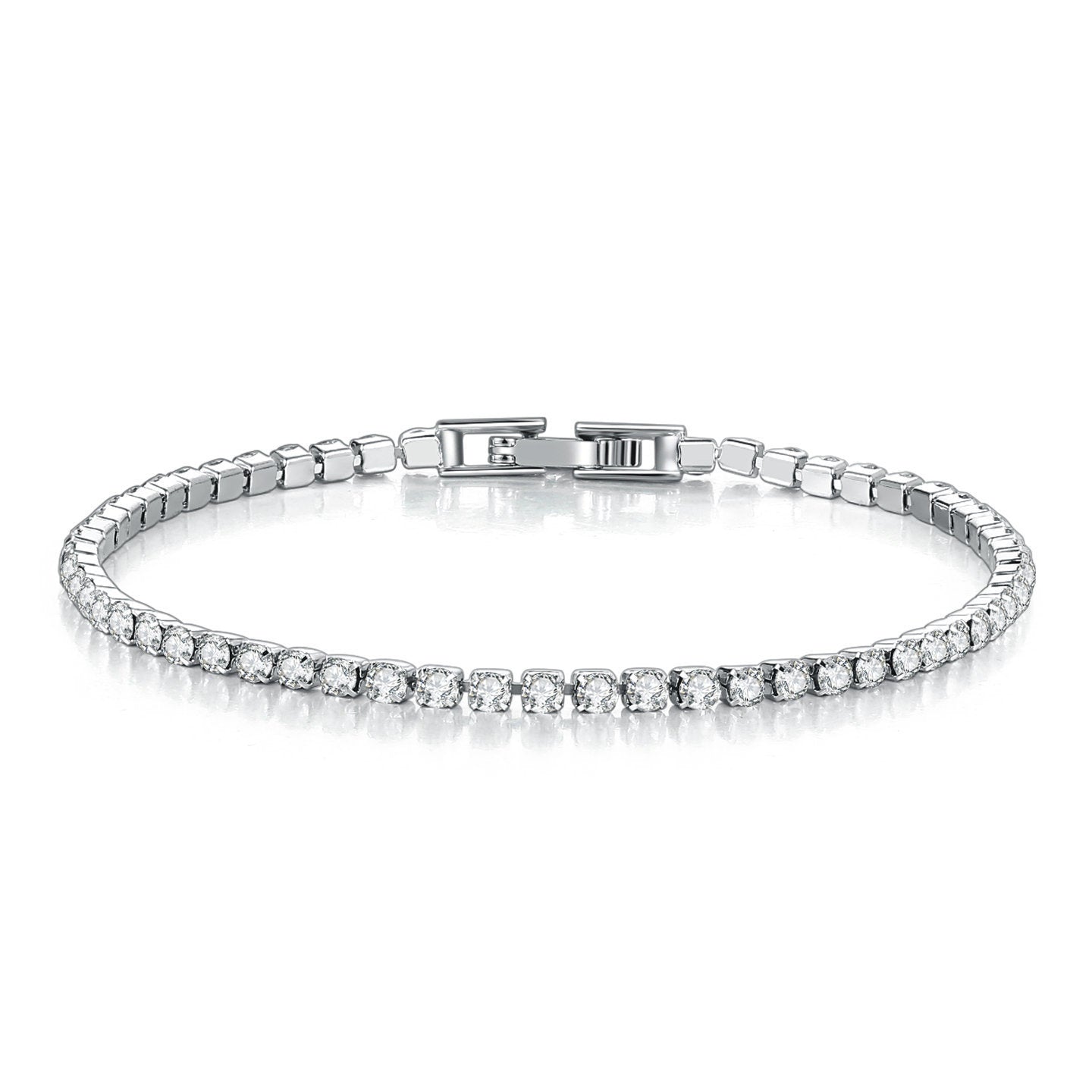 Fashionable Womens Single-row Fully Diamond-encrusted Crystal-gold Plated Bracelet