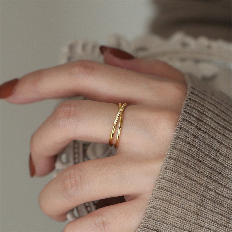 Non-fading Light-luxury Exquisite Zircon Cross Ring