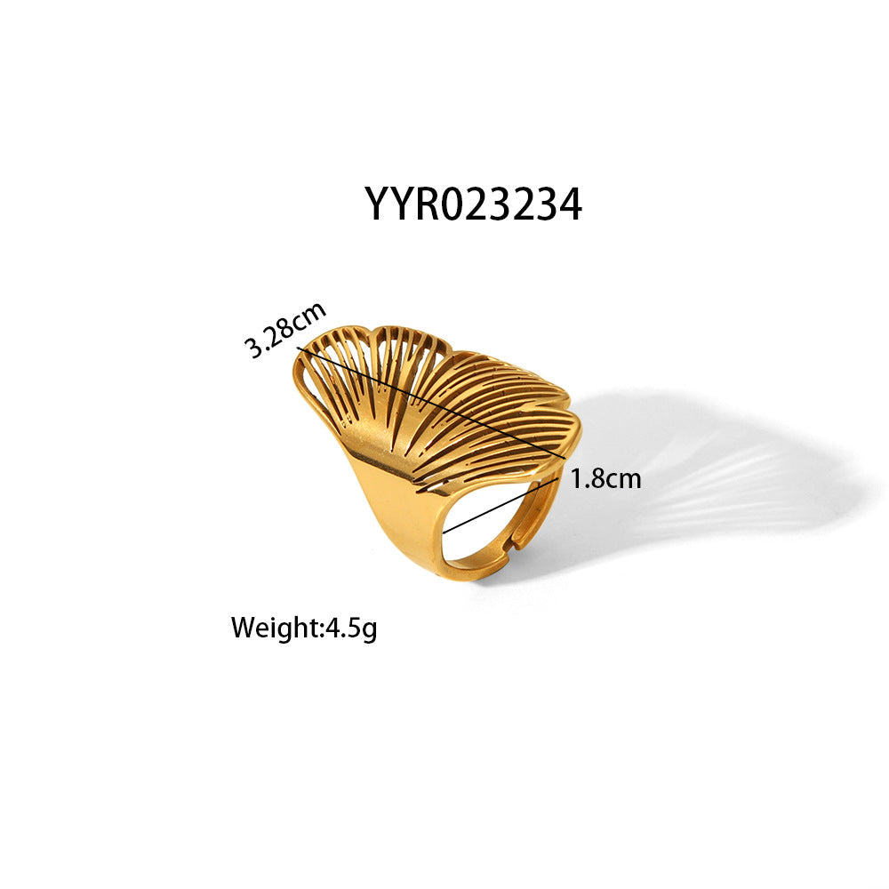Cross-border New Product Influencer Hollow Maple Leaf Ring