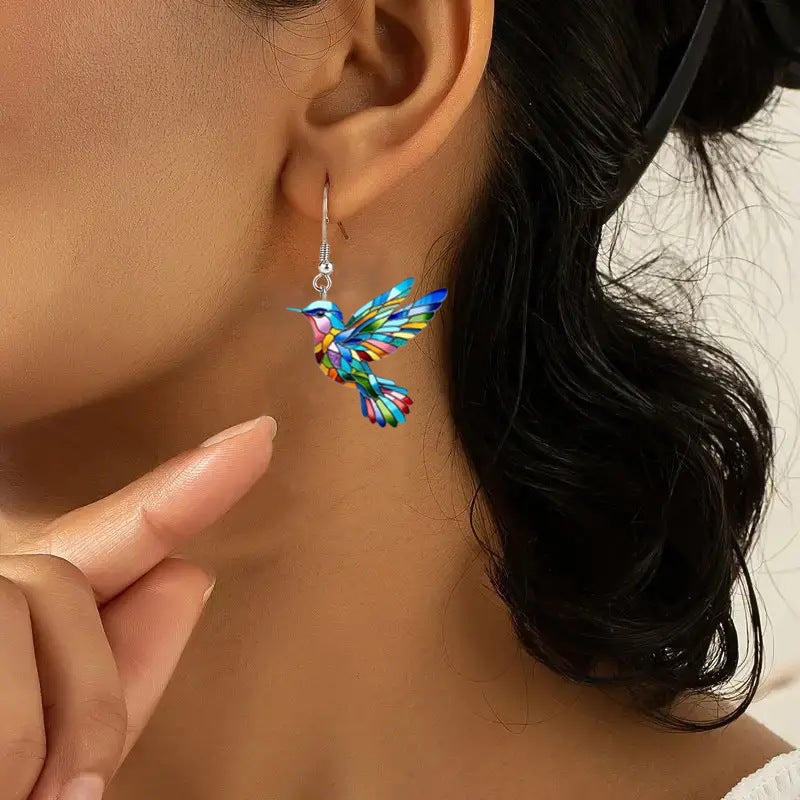 Hummingbird Earrings And Necklace Three-Piece Set