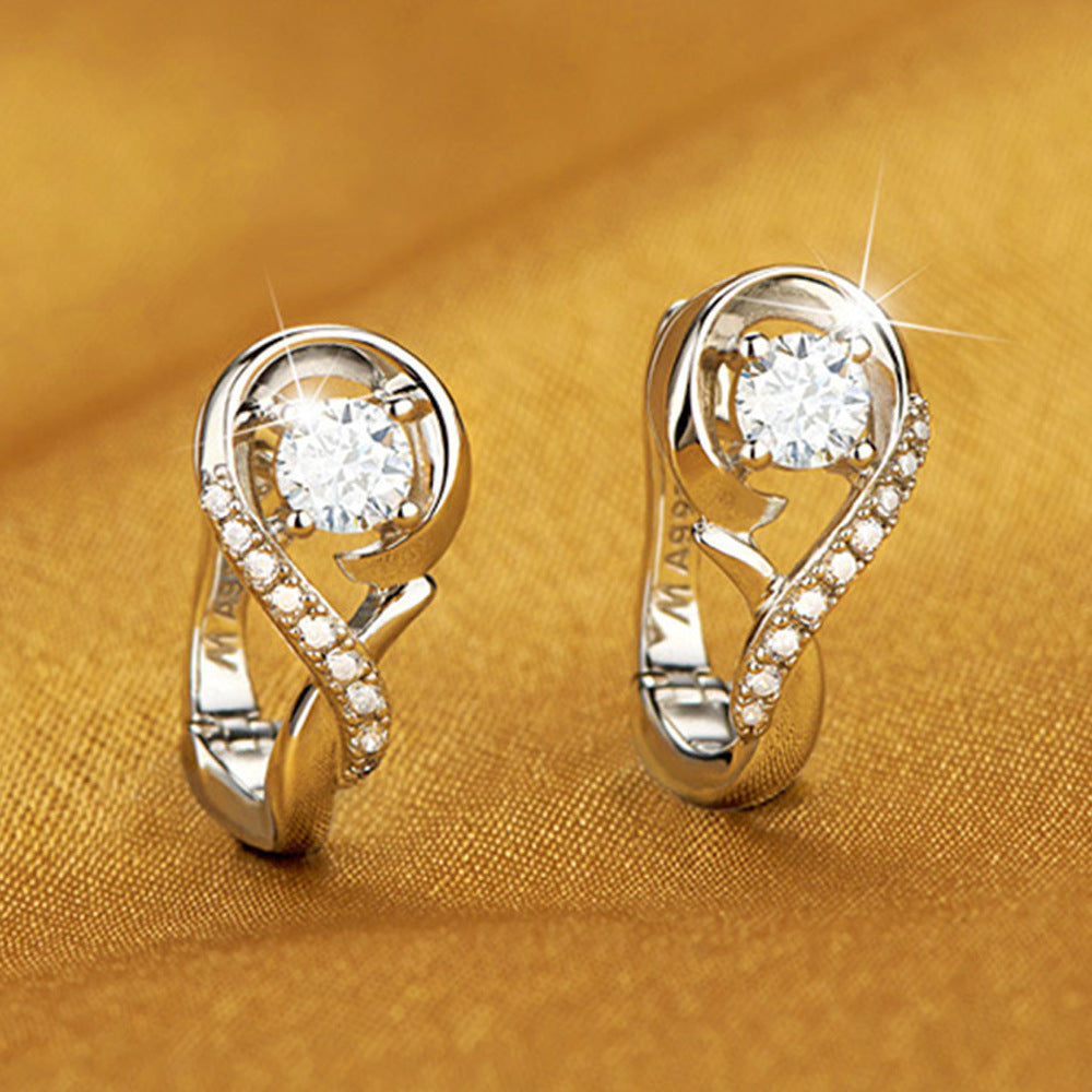 Korean Fashion Classic Silver Elegant Womens Musical Note Earrings Jewelry