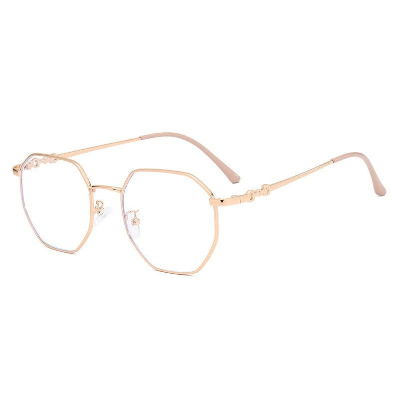 Rose Gold Frameless Polygon Anti-blue Light Ladies Glasses