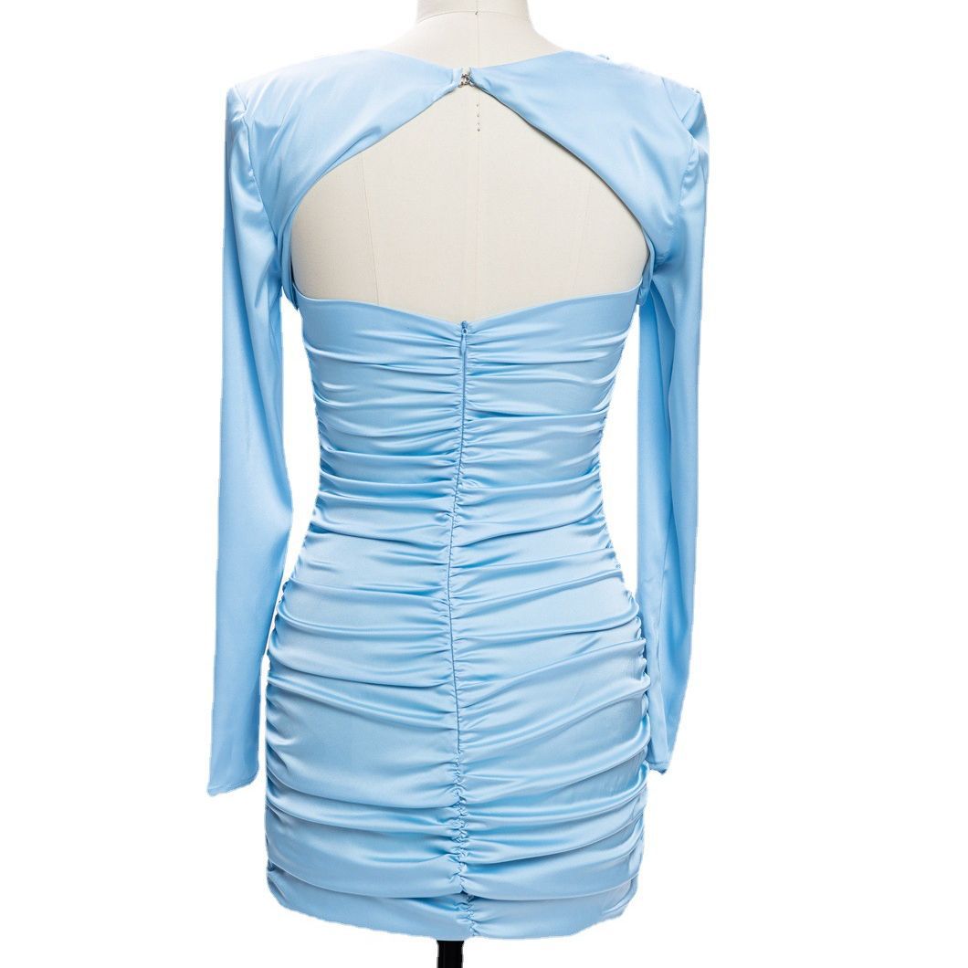 Spring Long-sleeve Pleated Bodycon Skirt