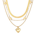 Retro Geometric Heart-Shaped Fashionable Metal Multi-Layer Necklace For Women