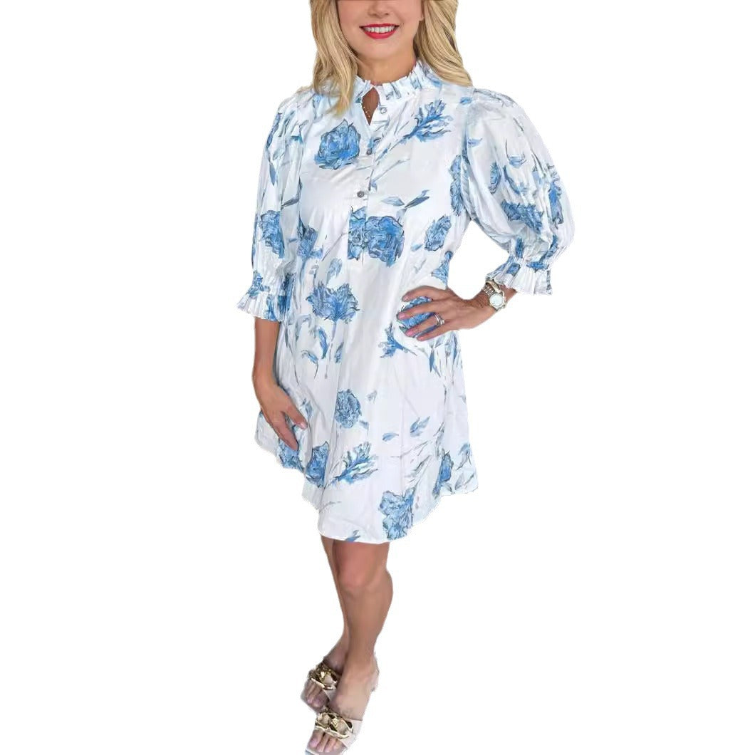 Womens Casual Dress With Bell Sleeves