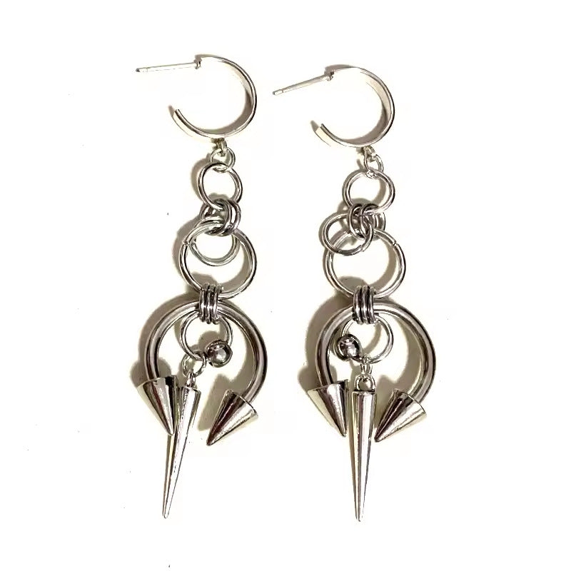 Gothic Sewing Rivet Two-Way Spiked Earrings