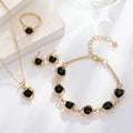 European And American-style Crystal Heart Charm Necklace Earrings Ring And Bracelet Four-Piece Set