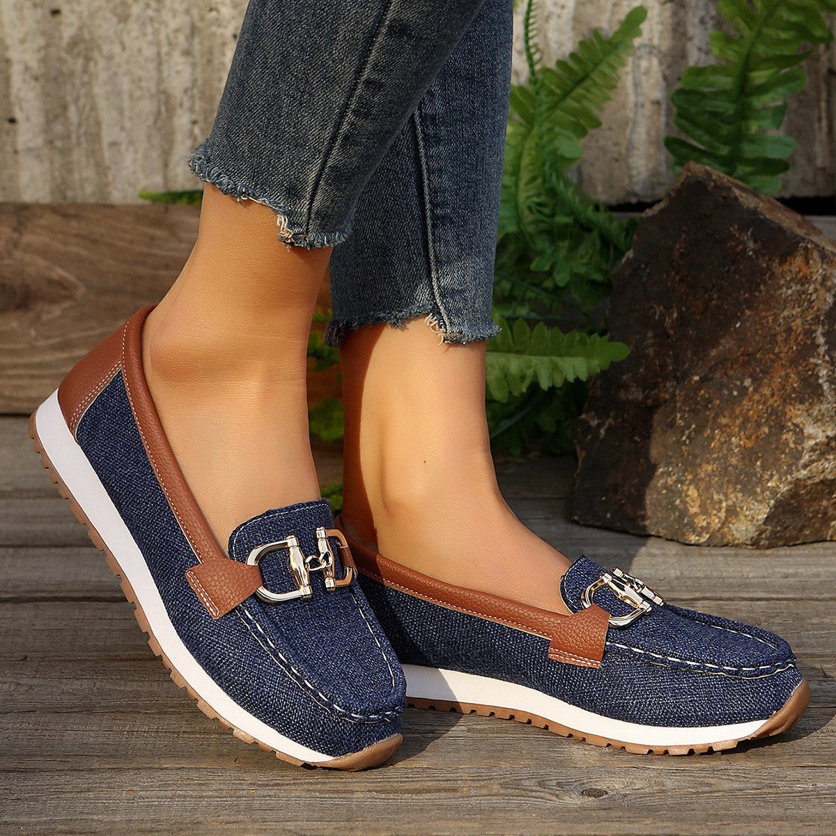 Spring New Arrival Plus-Size Chain-Buckle Slingback Womens Shoes