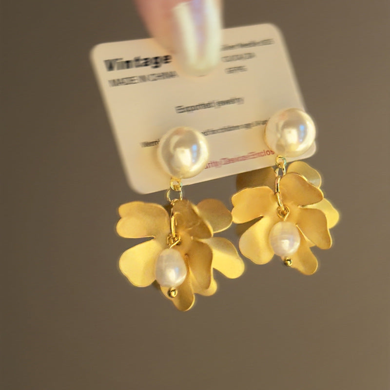 Freshwater Pearl Flower Earrings For Women