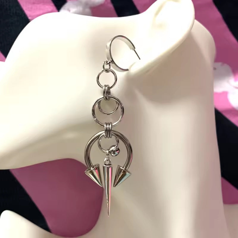 Gothic Sewing Rivet Two-Way Spiked Earrings