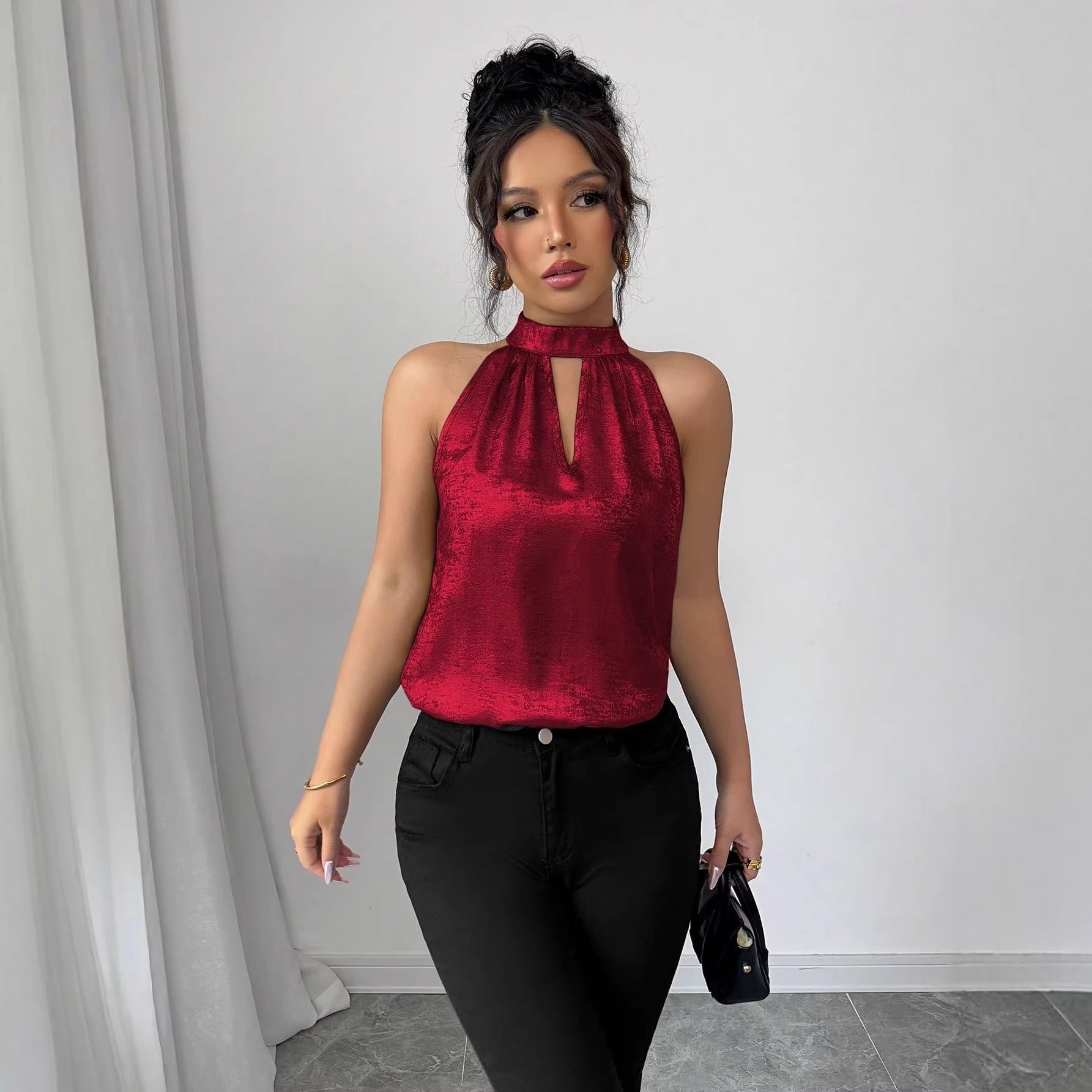 Summer New Style Outerwear Solid Color Sleeveless Top Crew-Neck Tank Top Womens