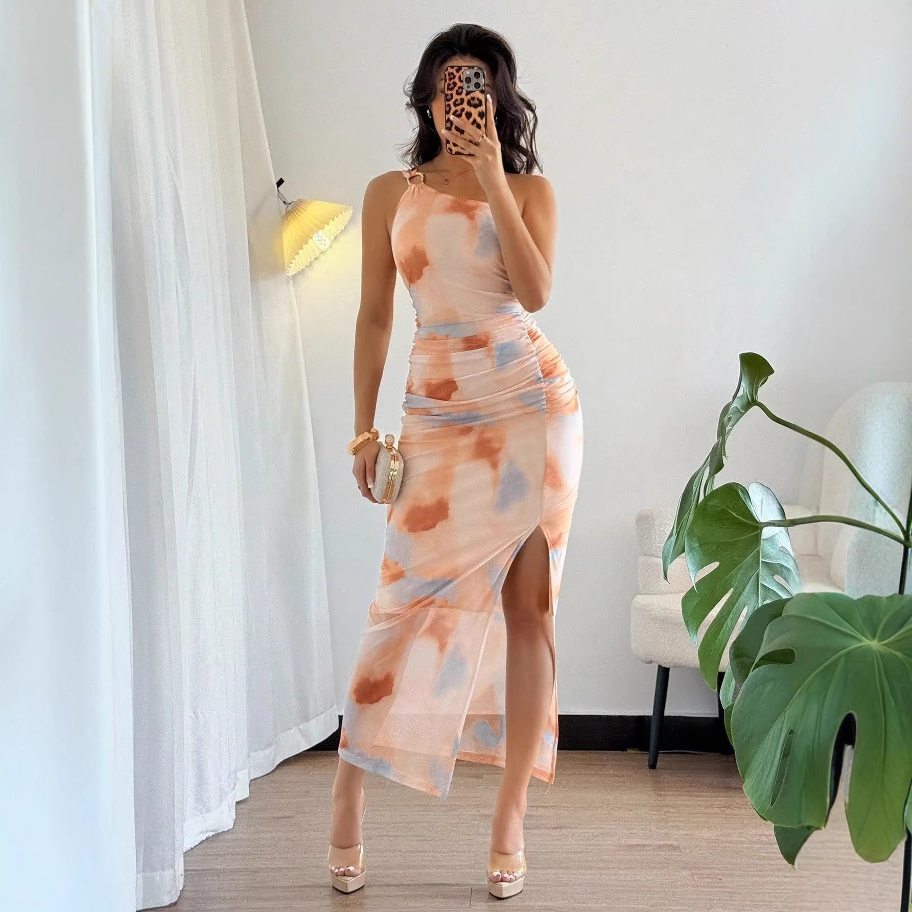 Casual Printed Split Dress