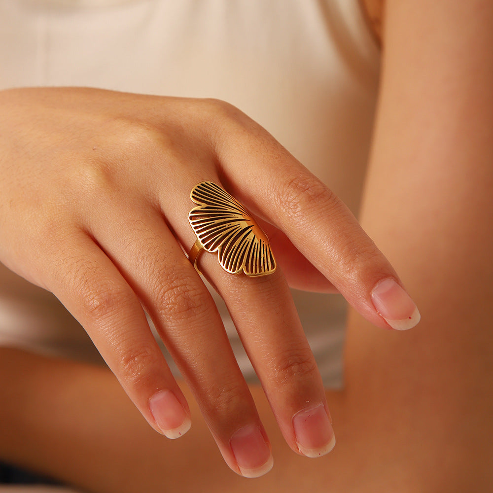 Cross-border New Product Influencer Hollow Maple Leaf Ring