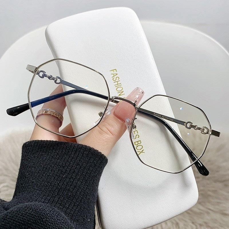 Rose Gold Frameless Polygon Anti-blue Light Ladies Glasses