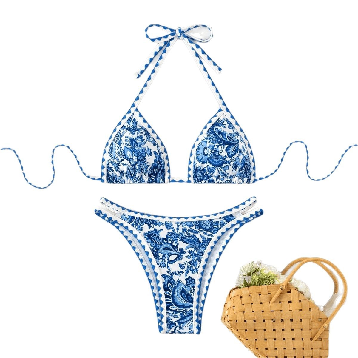Printed Halterneck Sexy Bikini Two-Piece Swimsuit
