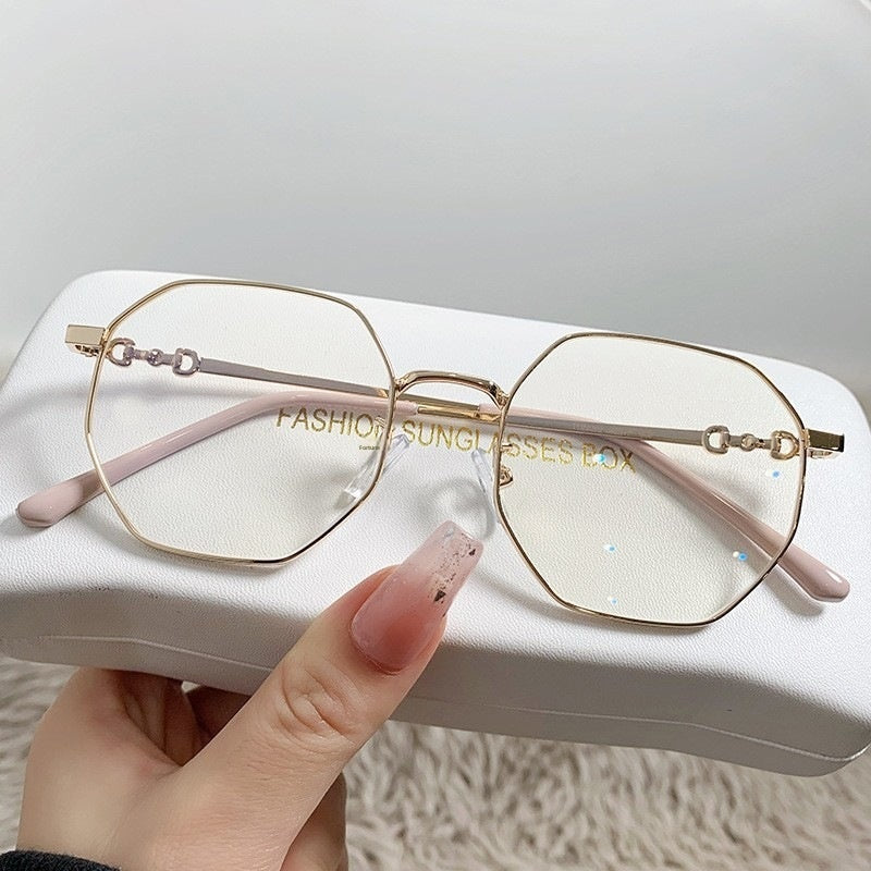Rose Gold Frameless Polygon Anti-blue Light Ladies Glasses