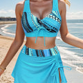 Ladies' Two-piece Sky Blue Quick Drying Bikini Swimsuit Covers Flesh And Appears Slim