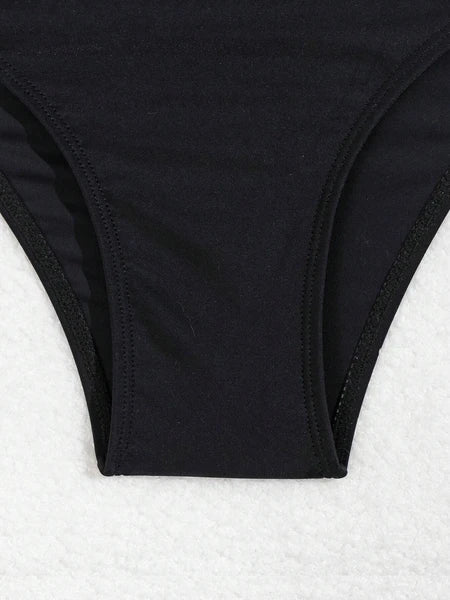 Women's Black Sexy  Two-piece Quick-dry Fabric Bikini Swimwear