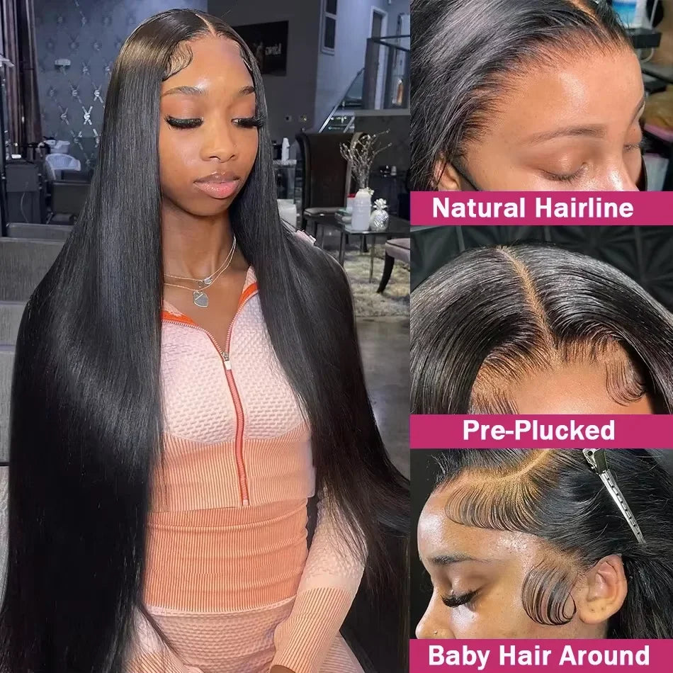 300 Density 30 36 Inch Straight Lace Front Human Hair Wigs 13x4 13x6 HD Lace Frontal Wig Remy Glueless Straight Human Hair