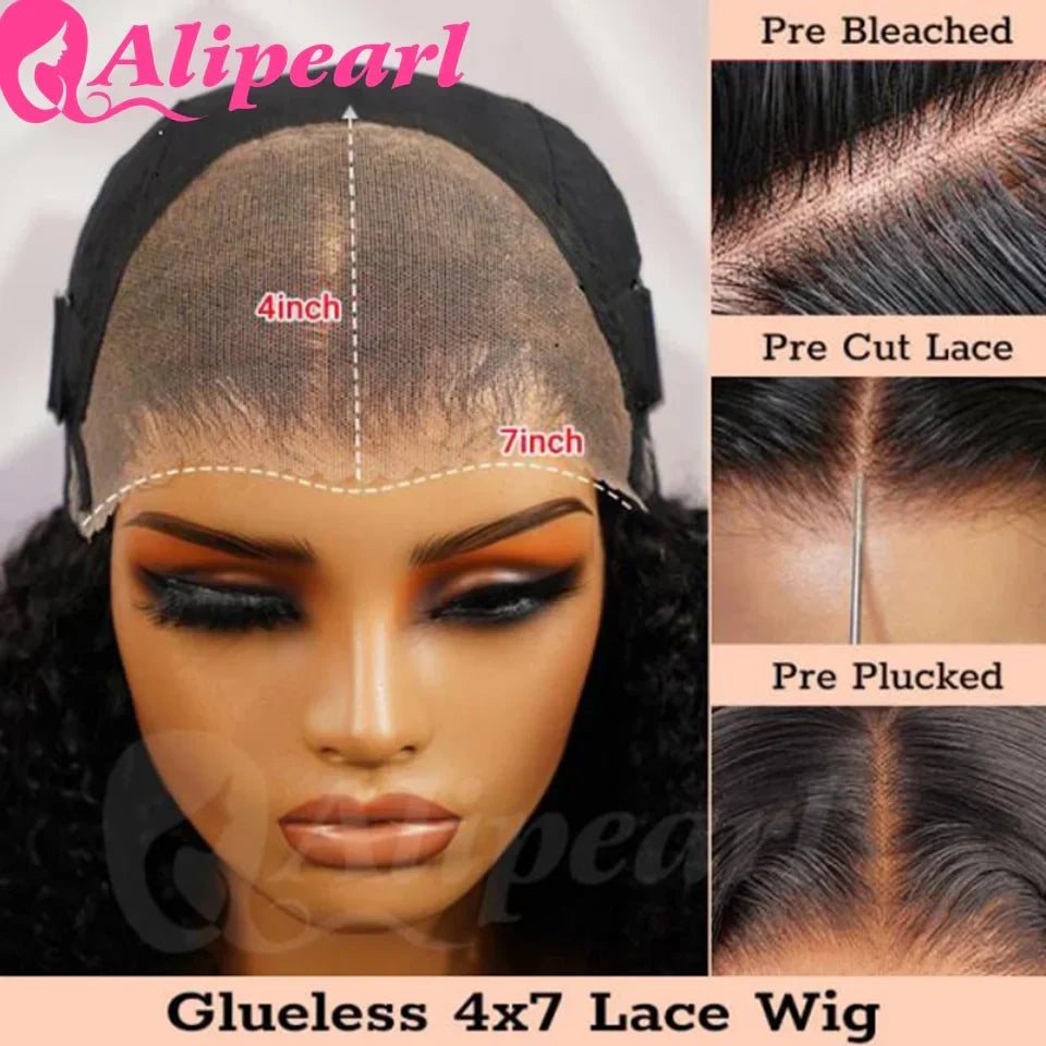 Alipearl #4 Color Body Wave 4x7 Lace Closure Ready Go Glueless Transparent Wig Brown Color Pre cut Lace Pre Pluck Bleach Knots