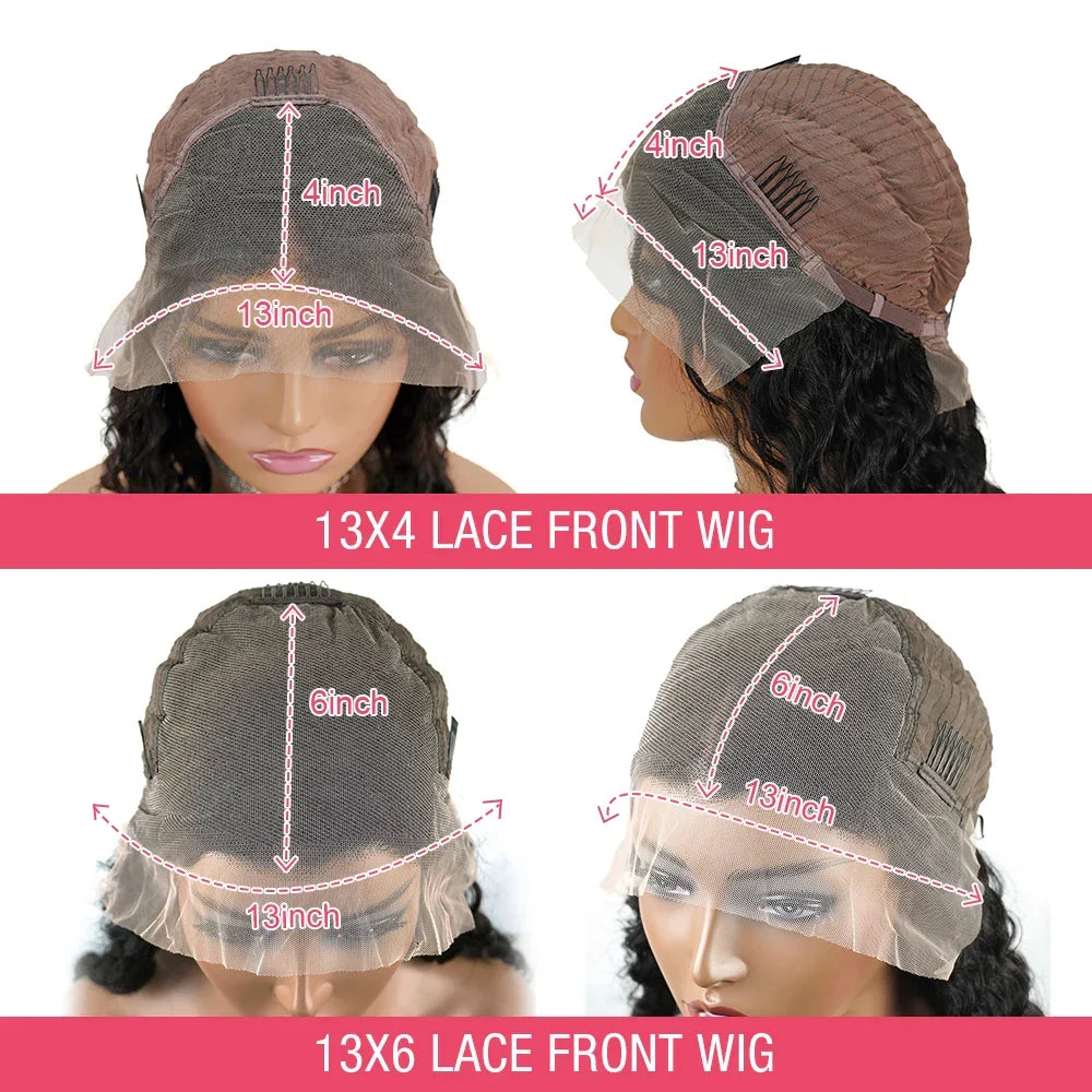 300 Density Water Wave Human Hair Wig 30 40inch Glueless Deep Wave 13x6 Hd Curly Lace Front Human Hair Wigs On Clearance Sale