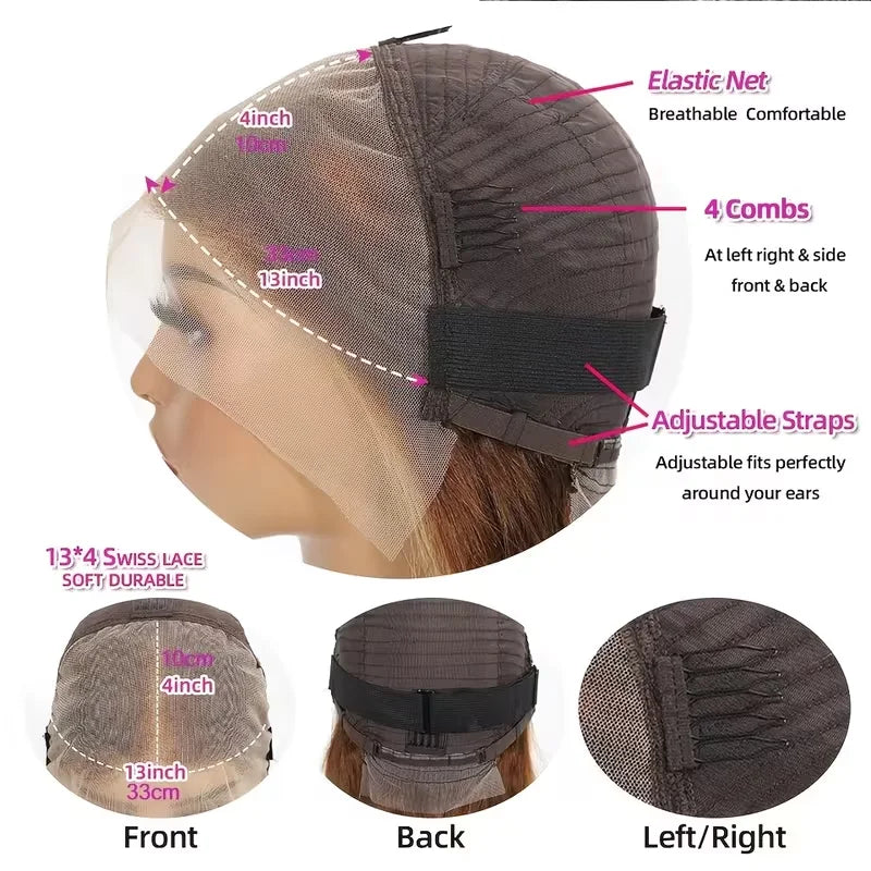 250% Density #4 Dark Brown 13x6 HD Lace Front Bone Straight Human Hair Wigs Chocolate Brown Straight Lace Frontal Wigs For Women