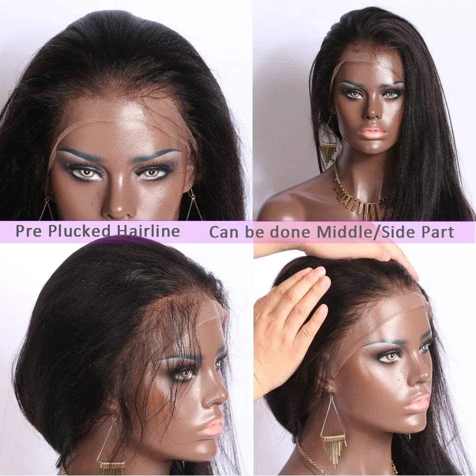 Yaki Straight HD Transparent Lace Wig 13x6 Lace Front Human Hair Wigs Brazilian Lace Frontal Wig Yaki Preplucked Remy Hair LUFFY