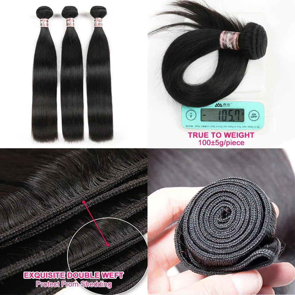 Peruvian Straight Hair Bundles 1/3/4 PCS Straight Human Hair Bundles 10-32inch Long Hair Ali Annabelle Human Hair Extensians