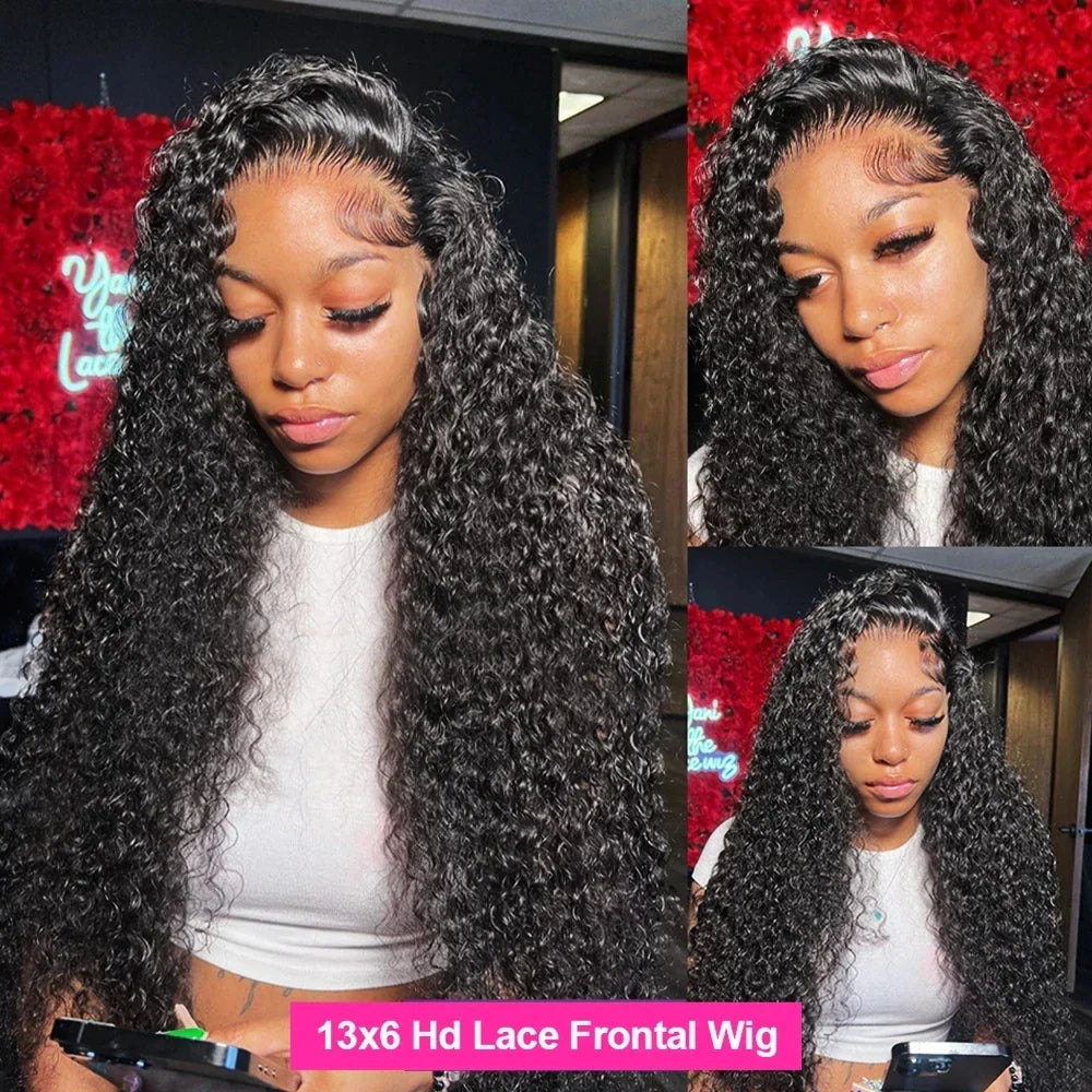 300 Density 13x6 Hd Deep Wave Frontal Wig 30 34inch Glueless Wigs 100% Human Hair Water Wave Curly Lace Front Wig For Women