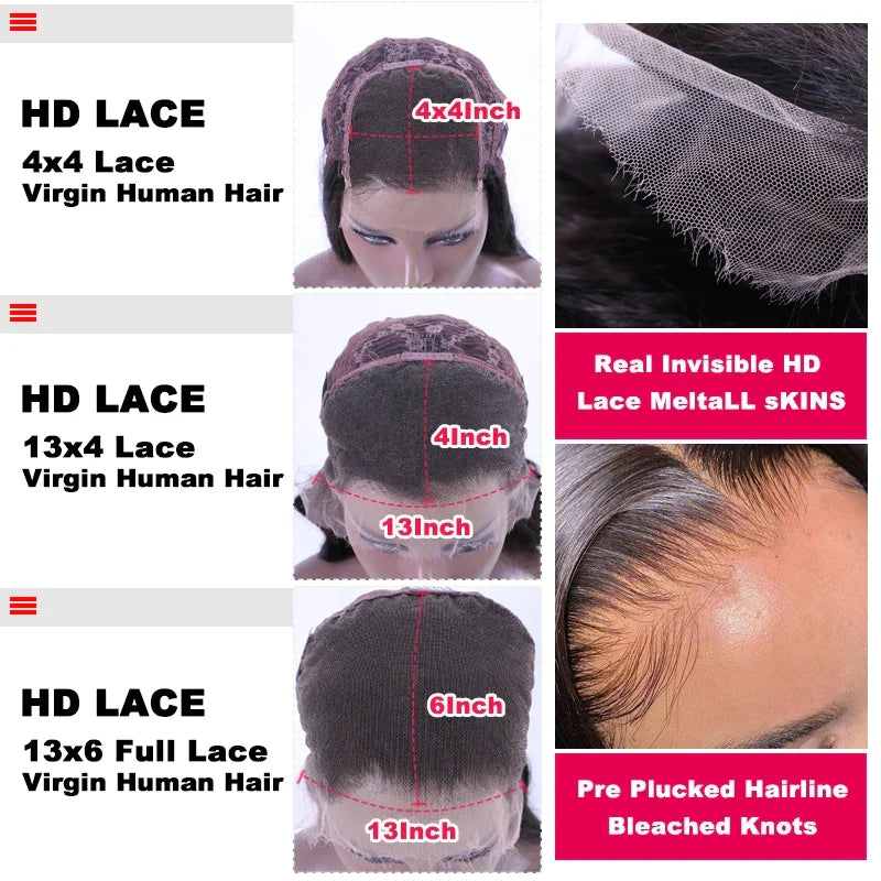 Queen Hair Loose Deep Real HD Lace Wig Raw Hair Pre Plucked Full Frontal 13x6 13x4 5x5 6x6 Closure Melt Skin Lace HD Lace Wig