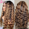250% 360 Full Lace Piano Highlight Ombre Wig 13x6 HD Lace Frontal Wig 13x4 Front Deep Curly Remy Human Hair Glueless PrePlucked