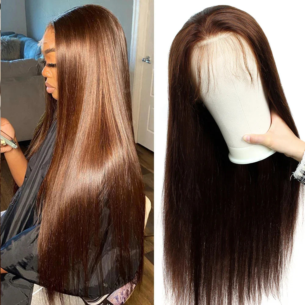 Chocolater Brown 13x4 HD Lace Frontal Wig 100% Human Hair Brazilian Body Wave Transparent Lace Front Human Hair Wigs for Women