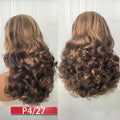 100% Malaysia Hair Bouncy Curly Wigs 250 Density Ombre Double Drawn Hair Glueless Wigs 100% Human Hair 13x4 HD Lace Frontal Wigs