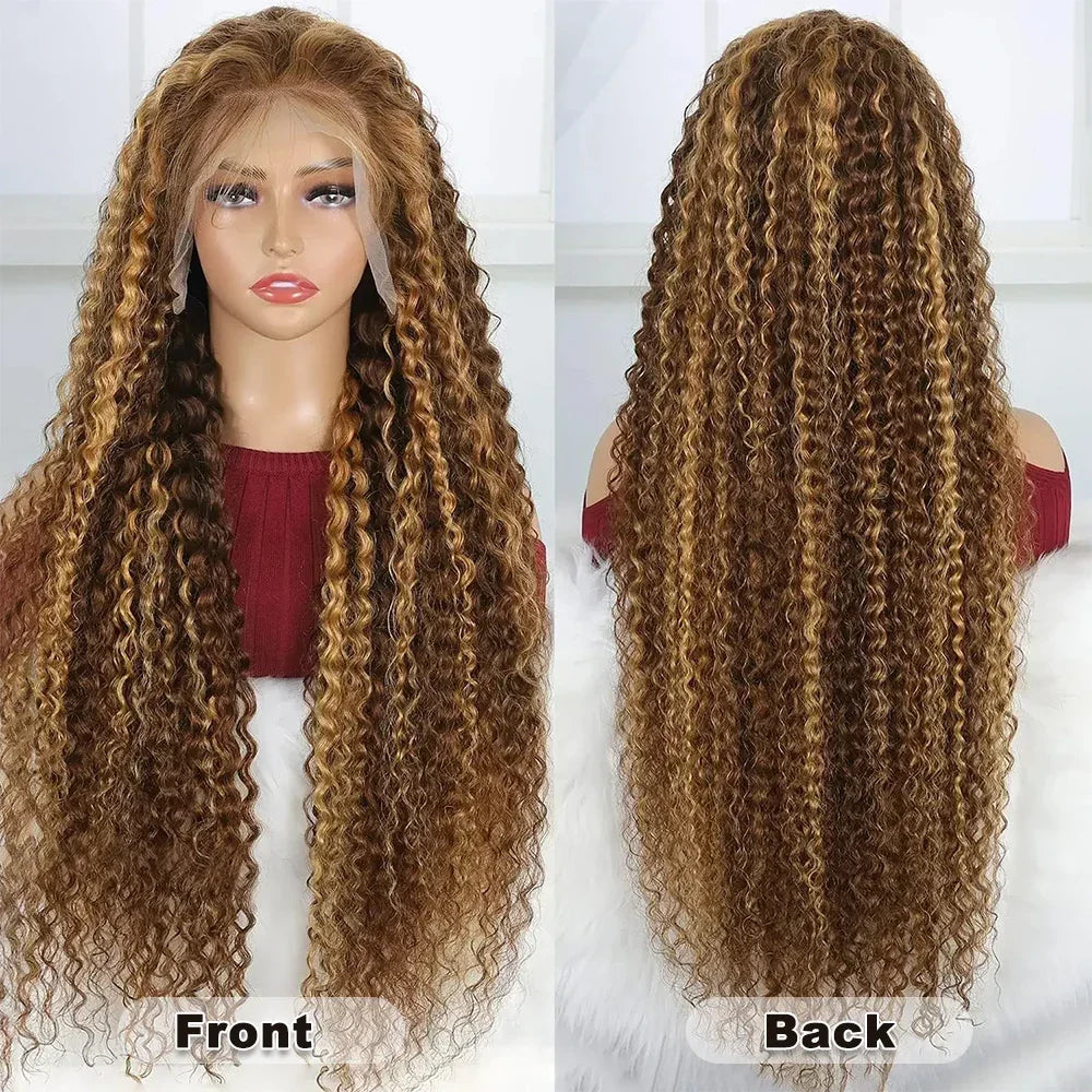 250% 360 Full Lace Piano Highlight Ombre Wig 13x6 HD Lace Frontal Wig 13x4 Front Deep Curly Remy Human Hair Glueless PrePlucked