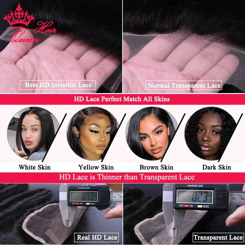 Queen Hair Loose Deep Real HD Lace Wig Raw Hair Pre Plucked Full Frontal 13x6 13x4 5x5 6x6 Closure Melt Skin Lace HD Lace Wig