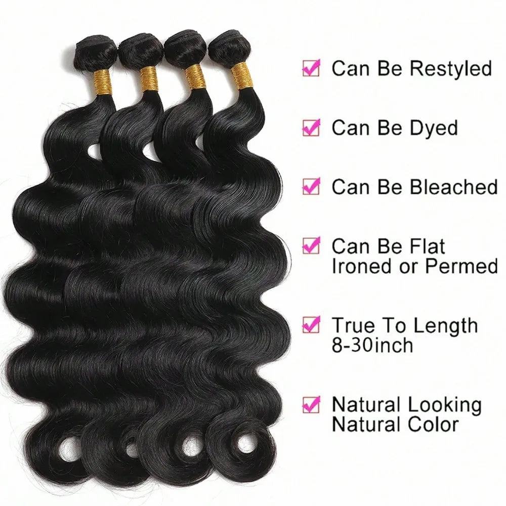 Body Wave Brazilian Human Hair Bundles Unprocessed Virgin Hair Weave 26 28 30 32 Inches 4Bundles Body wave Human Hair Extensions