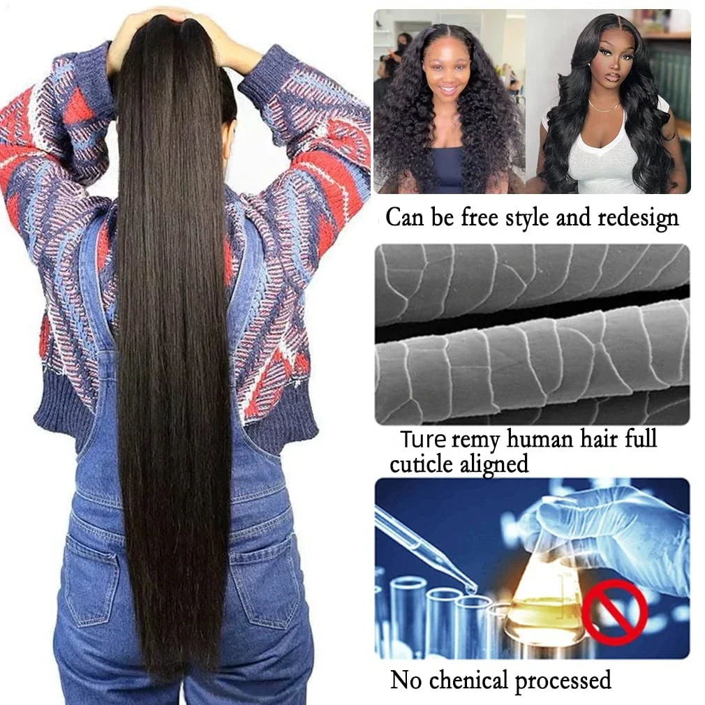 Indian Straight Hair Bundles 1/3/4/5 Pcs  Cuticle Aligned Raw Human Hair Straight Bundles Hair Weave Extensions For Black Women