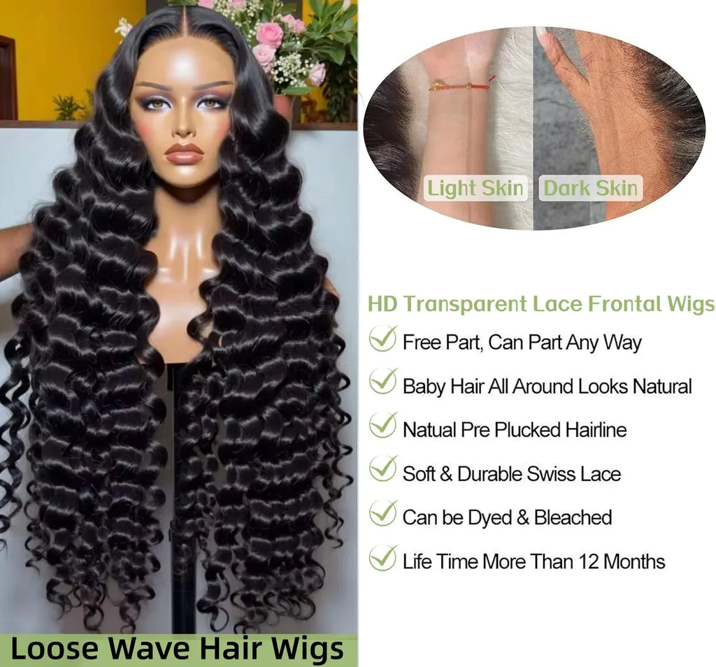28 Inch Loose Wave Hair Wigs 13x4 HD Lace Front Human Hair Wigs 100% Human Hair Wigs Brazilian Loose Deep Wave Wigs For Woman