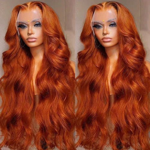 250% Orange Ginger Lace Front Wig Human Hair 13x6 Hd Body Wave Lace Front Wig 30 34inch Blonde Colored Human Hair Wigs On Sale