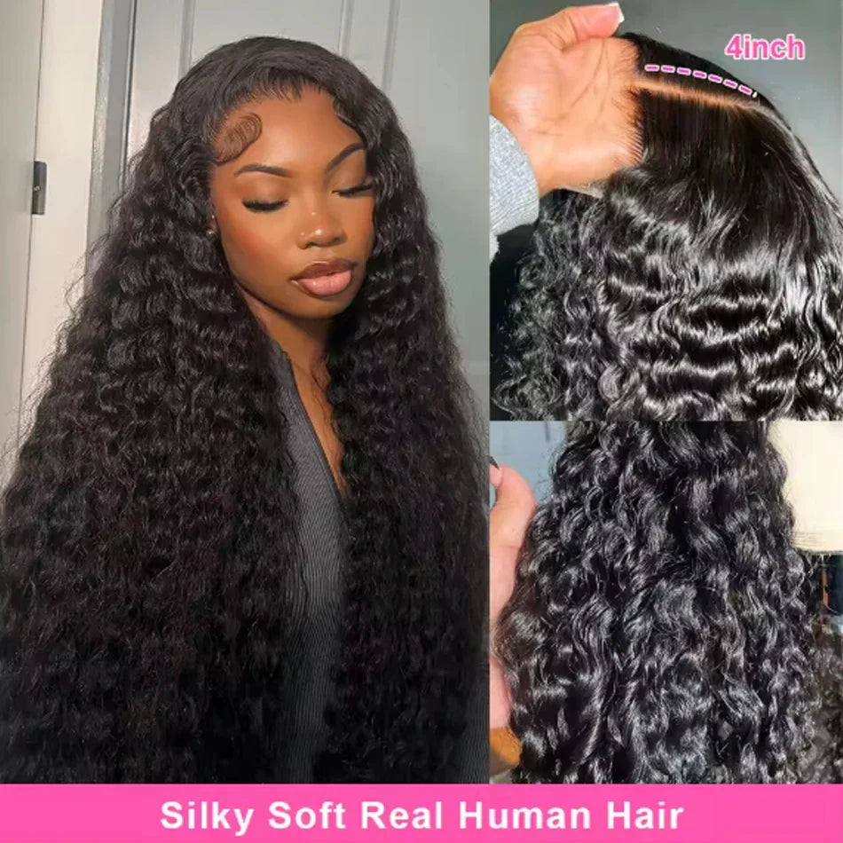 Human Hair 13x6 HD Kinky Curly Lace Frontal Wigs Deep Curls Brazilian 13X4 Closure Wear And Go Wigs Isee Glueless Ready To Wear