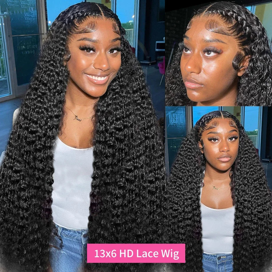 300 Density Water Wave Human Hair Wig 30 40inch Glueless Deep Wave 13x6 Hd Curly Lace Front Human Hair Wigs On Clearance Sale