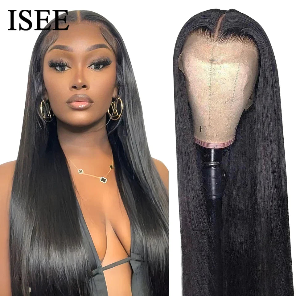 ISEE HAIR 13x6 HD Lace Frontal Wigs Human Hair Straight Full Lace Front Wigs For Women Pre-plucked Transparent Lace Wigs On Sale